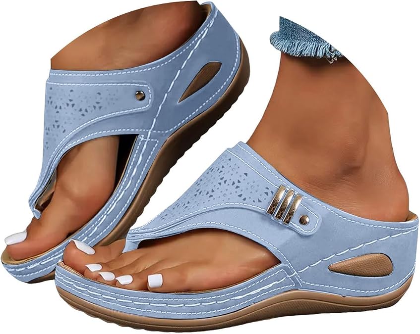 Orthopedic Sandals For Women 2026 Wide Width Flip Flops with Arch Support Open Toe Platform Wedge Slip on Thong Sandals Summer Dressy Beach Comfortable Walking Floral Shoes Boho Wedge Sandals