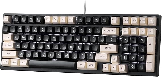 LTC NB981 Nimbleback 98 Keys Wired Mechanical Keyboard, 96% Gaming Keyboard wWhite Backlit, Red Switch, 2-Layer Foam, Eclipse Black