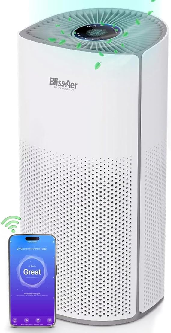 Air Purifier for Home Large Room Pets Up to 1800 Ft2 - Smart WiFi & Voice Control True HEPA Air Purifier For Home Bedroom and Office, Smoke, Dust, Pet Dander, Pollen, Sleep Mode - Kery Plus
