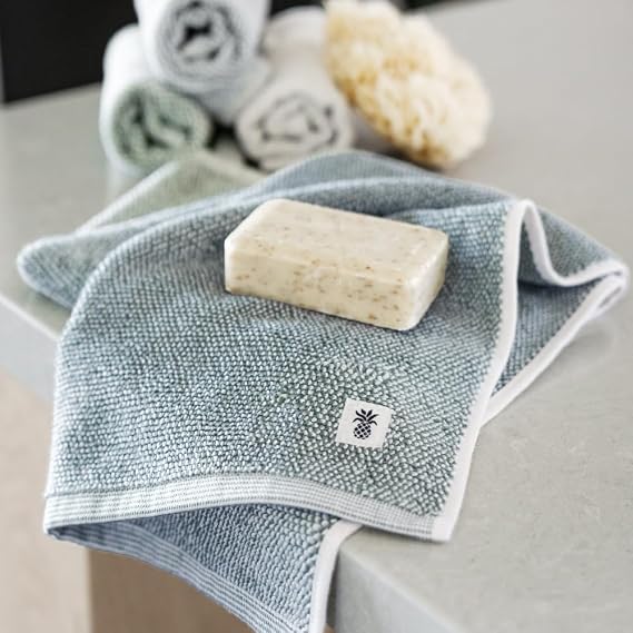 Cariloha Two-Tone Hand Towel - Bamboo Viscose - Laguna Blue - 16" x 30"