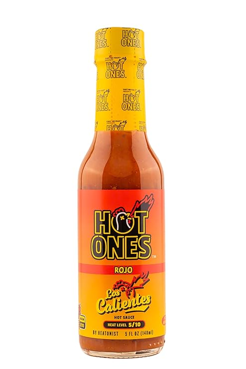 Hot Ones Los Calientes Rojo Hot Sauce Made With Natural Ingredients & Spicy Flavors From Smoked Red Jalapeno, Habanero & Apricot, 5 fl oz Bottle (1-Pack)