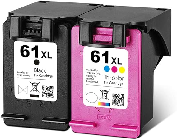 Remanufactured for HP61 Ink Cartridge Replacement for HP 61 61XL for HP Deskjet 1000 1010 2540 2542 3050 OfficeJet 2620 2621 4630 4632 Envy 4500 4502 5530 5531 5532 Printer 1 Black 1 Tri-Color