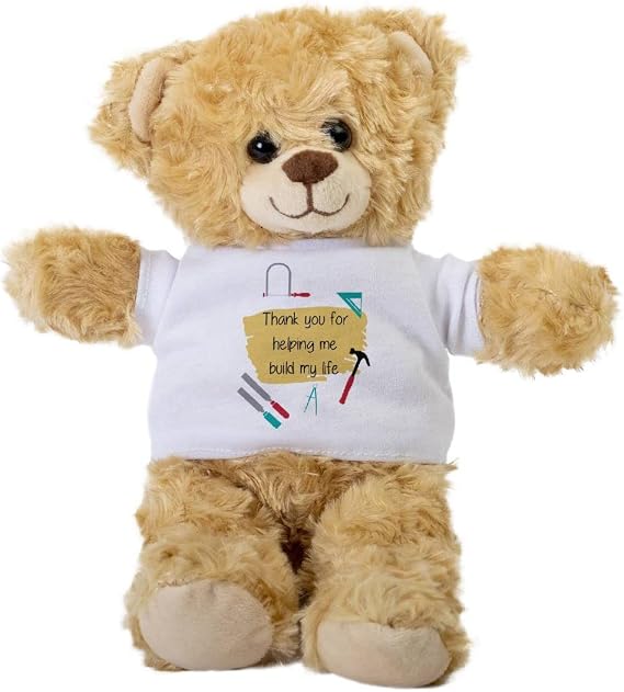 SpreadPassion Thank You for Helping me Build My Life Teddy Bear, Gift Stuffed Animal, Plush Teddy Bear with Tee, Gift for Her, Gift for Birthday Christmas Basket Gift Idea