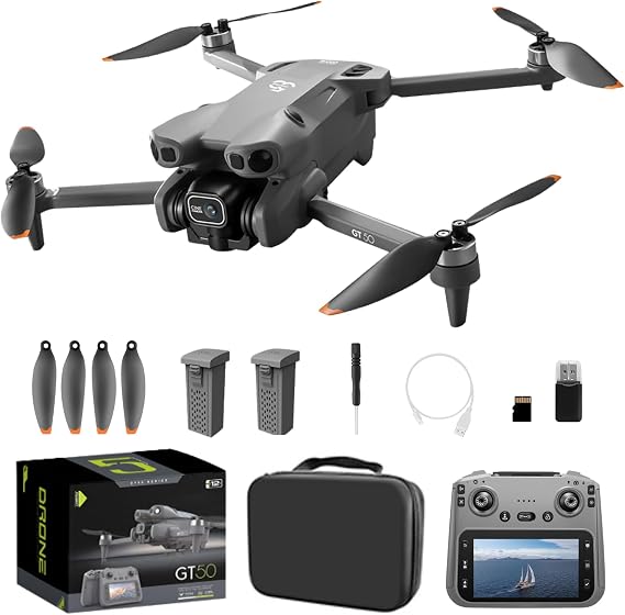 Drones with HD Camera for Adults, Foldable FPV RC Quadcopter with Screen Remote Controller, Brushless Motor, Optical Flow Positioning, Headless Mode, One Key Takeoff/Landing, Altitude Hold, Lightweight Under 249g Drone Birthday Gifts for Beginners Drones with 2 Batteries & Storage Bag