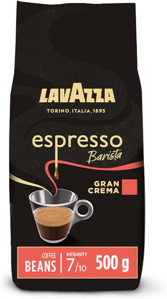 Lavazza, Espresso Barista Gran Crema, 500 g | Intensity 7/10, with Notes of Dried Fruit and Flowers, Arabica and Robusta, Light Roasting, Drum Roastinged Coffee Beans