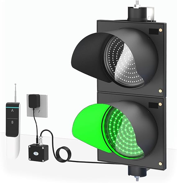 LED Traffic Stop Light with Remote Control, Red/Green Stop and Go Light, Industrial Loading Dock Bay Light, Rain and Sun Protection, Plug and Play, for Road, Shopping Mall, Toll Station(1000m/3821ft)
