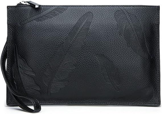 Men's Clutch Bag,Leather Purse and Handbags for Men Large Capacity Business Envelope Clutch Purse (Color : Black, Size : 27 * 18cm)