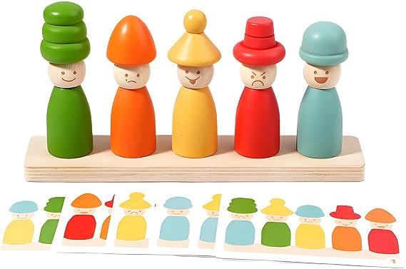 Montessori Rainbow Stacking Figurine Matching Toys for Kids,Color Sorting Puzzle for Toddlers,Educational Gaming Stacker