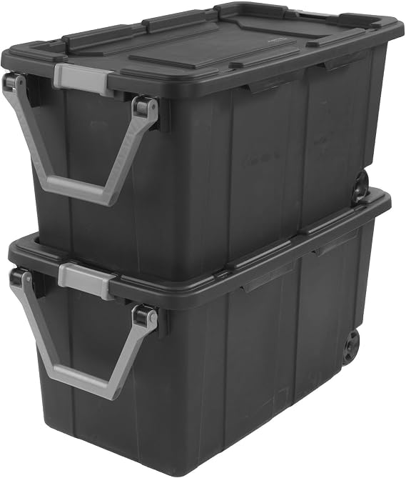 Extra Large Storage Bin, 40 Gallon Wheeled Plastic Storage Container with Handle,Pack of 2
