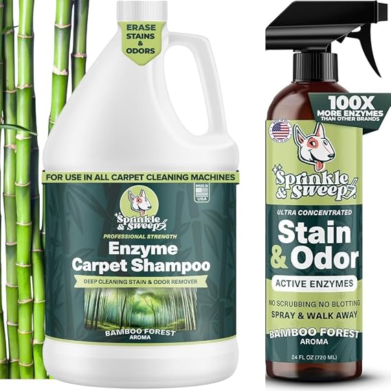 Pet Enzyme Spray and Carpet Shampoo Bundle for Spot and Deep Cleaning