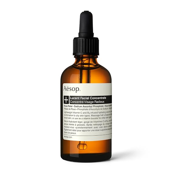 Aesop Lucent Facial Concentrate | Lightweight Vitamin C Facial Serum for Replenished, Hydrated, and Balanced Skin | 2.1 Oz