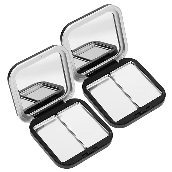 Beaupretty Empty Makeup Palette 2Pcs Magnetic Eyeshadow Containers with 4 Iron Trays Refillable Mini Makeup Container for Eyeshadow Blush Lipstick Eyebrow Powder Travel and Home Use