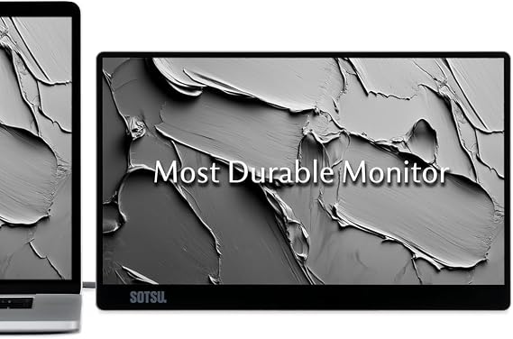 SOTSU FlipAction Go 14" Portable Monitor | MacBook Color Matching | Rugged Yet Lightweight | Tempered Glass | 1080p | 400 Knit | 100% sRGB | 5W | Ultra Versatile | USB-C or Mini-HDMI Metallic Gray