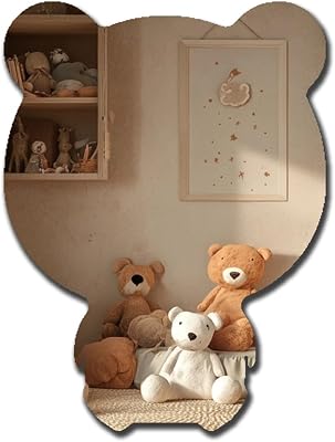Lovely Bear Acrylic Mirror Non-Glass Shatterproof Mirror Lovely Animal Unbreakable Wall Mirror Decorative Frameless Mirrors for Home Room Decoration Gift for Kids Women Men