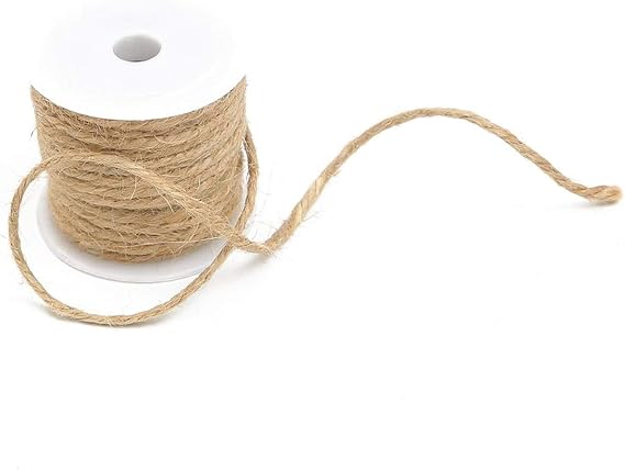DLLTEC Qinlu-Natural Jute Twine 5-15m/roll Natural Burlap Jute Twine String Gift Packing Strings Christmas Event Party Supplies, for Arts (Color : 1.5mm 10M)