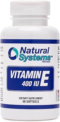 Vitamin E 60 Softgels 400 IU by Natural Systems - Vitamin E Supplements Immune System Support  - Softgels Skin Care - Natural VIT E Non-Sugar, Non-Artificial Flavors or Preservatives