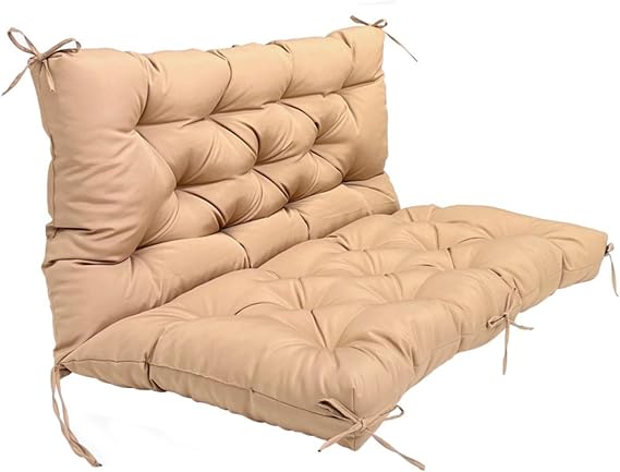 Porch Swing Cushions with Backrest and Ties, 2-3 Seat Patio Swing Replacement Cushions Waterproof Chair Cushion Seat Pad Cushion for Patio Garden Backyard
