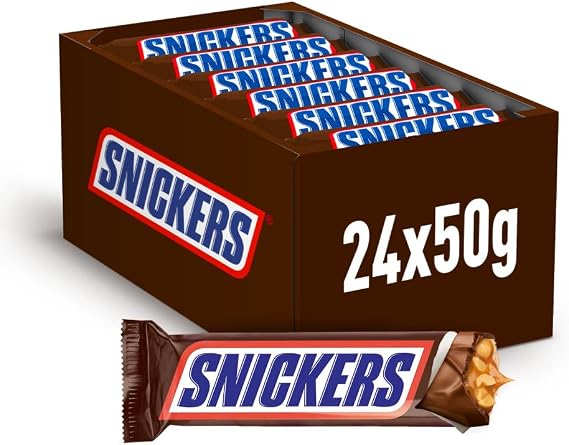 Snickers Chocolate with Peanut Butter, Caramel and Peanut Coated Milk Chocolate (24 x 50 g)