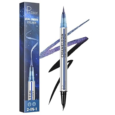 Pudaier Black and Multichrome Waterproof Liquid Eyeliner, Stay All Day Eye Liner Pen with Precise Tips for Women, Smudge-Proof & Transfer-Resistant, Vegan & Cruelty-Free