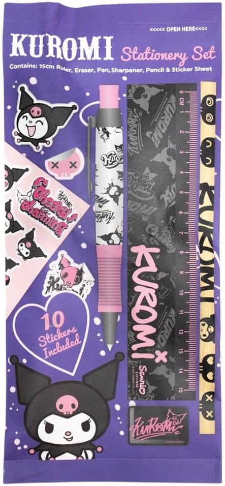 Kuromi Stationery Set (Pack of 6) (One Size) (Pink/Black/White)