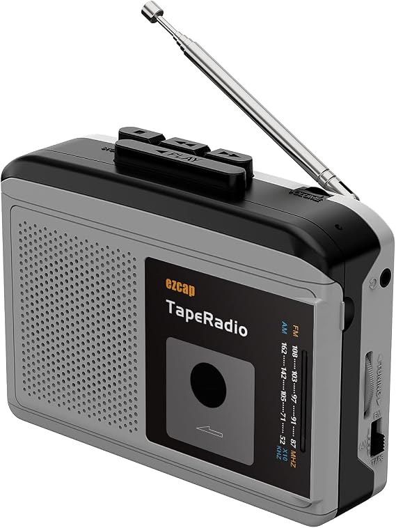 Portable Cassette Players, AM FM Radio Walkman Cassette Player, Built-in Speaker, 2AA Battery or USB Power Supply