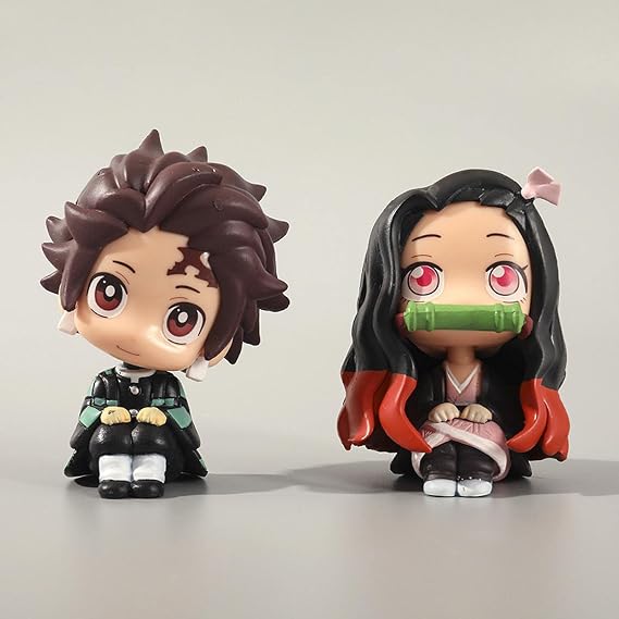 NEVANO 2 Piece Sitting Position Cute Anime Action Figure Set,Cartoon Doll Statue Game Figure Model,Drawing Room Cake Truck Ornaments Collection PVC,A Gift for Boys and Girls Anime Fans