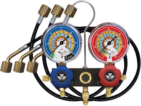Mastercool 93524-TP Aluminum Charging Manifold with 24" Hoses R600a R290 R134a HVAC Refrigeration