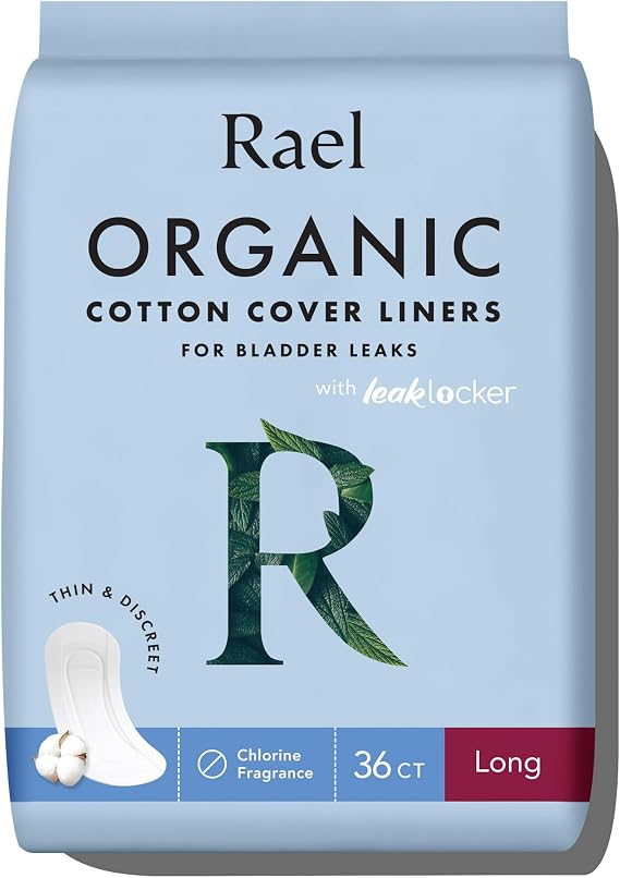 Rael Incontinence Liners, Organic Cotton Cover, Leak Guard (Long, 72 Ct)