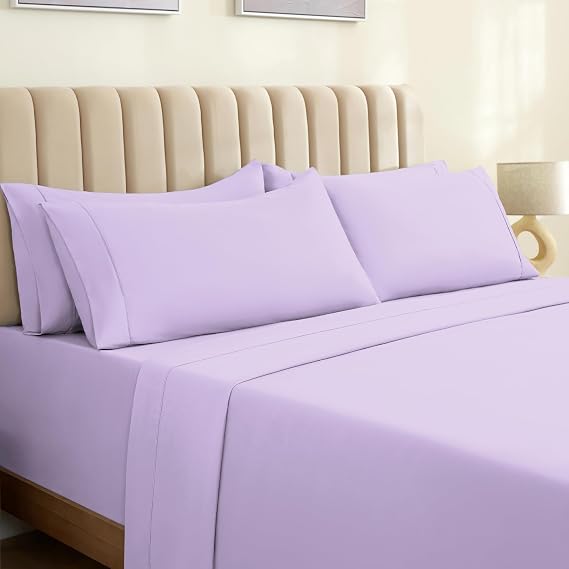 LuxClub 6 PC Full Sheet Set, Breathable Luxury Bed Sheets, Deep Pockets 18" Eco Friendly Wrinkle Free Cooling Bed Sheets Machine Washable Hotel Bedding Silky Soft - Periwinkle Full