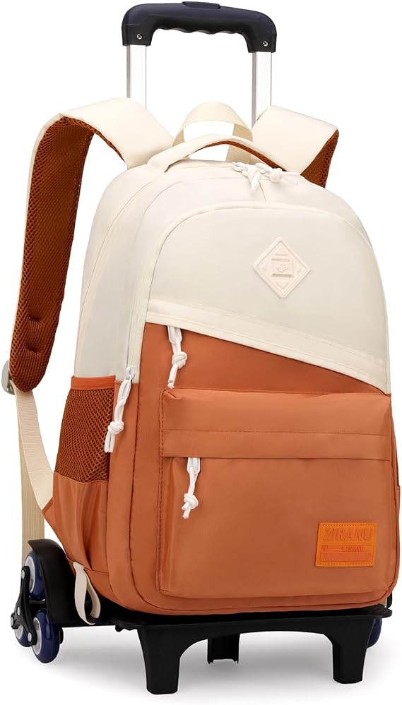 Boys Rolling Backpack with Wheels, Wheeled Trolley Bookbag for Kids