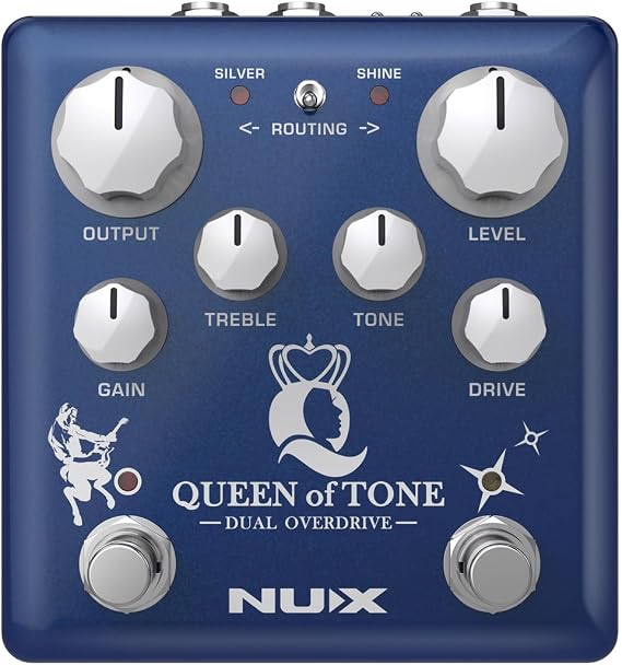NUX NDO-6 Queen of Tone Dual Overdrive Pedal Stacked with Horseman and Morning Star, Flexible Routing, Bypass Options,Precision Controls, Compact Design