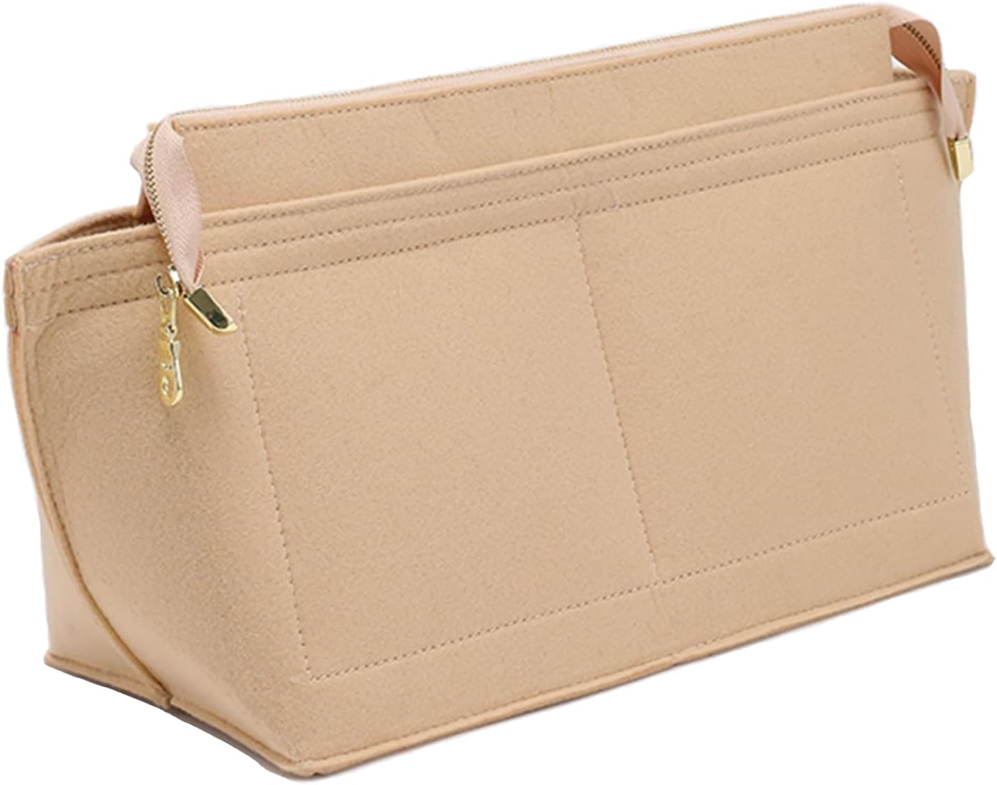 Doxo Purse Organizer Insert for Handbag and Tote Bag Suitable for Lv Neverfull MML.ongchamp GM Felt Tote Bag with Bottom Shaper, Beige with Lid, MM