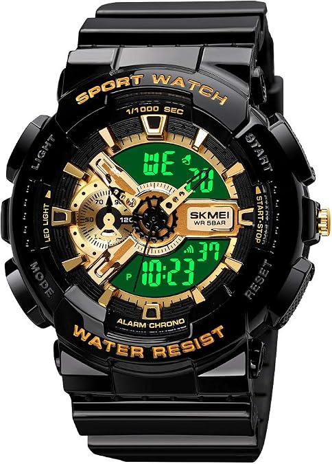 Men's Large Face Outdoor Sports Watches Military Watch Waterproof, Backlight, Alarm, Stopwatch Features - Rugged Wristwatch for Training, Hiking, and Adventure