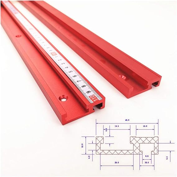 Laecabv 3Pcs 45 Type 400mm T-Track T-Slot Miter Track, Aluminum Alloy T Track Miter Track Jig Fixture Slot for Table Saw Router Table Woodworking Tool