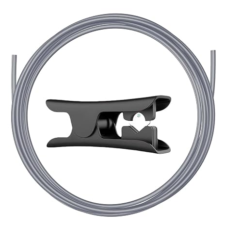 PTFE Tube 2.5mm ID 4mm OD | 5M with Tubing Cutter | Compatible with Bambu Lab A1 Mini/A1/P1P/P1S/X1C/AMS/P1/X1 Series & Creality K1/K1 Max/Ender 3 V3 3D Printers (Semi-Translucent Grey)