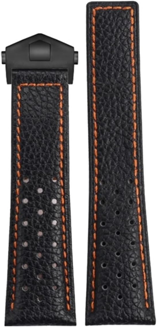 22mm Bracelet Fit For TAG Heuer Watchband Fit For Monaco Series Square Wristband Carlisla Racing Leather Waterproof Watch Strap Men's Blue