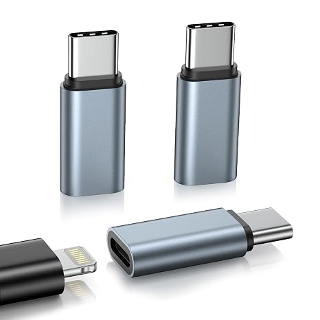 3 Pack Lightning to USB-C Adapter for iPhone 17 Air/17 Pro Max/17e/16e/15,Type C to Lightning Adapter Fast Charging & Data Transfer Converter for Galaxy S26/S26 Ultra/S25,Not for Audio/Headphone/OTG