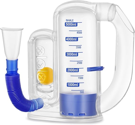 Breathing Exercise Device for Lungs, Lung Exerciser Device 5000ml Volumetric Deep Breathing Trainer with Flow Rate Indicator for Respiratory Health & Recovery