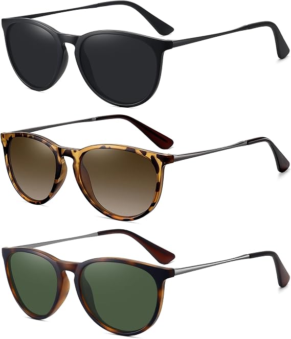 WOWSUN Retro Polarized Sunglasses Womens Trendy Round Classic Glasses