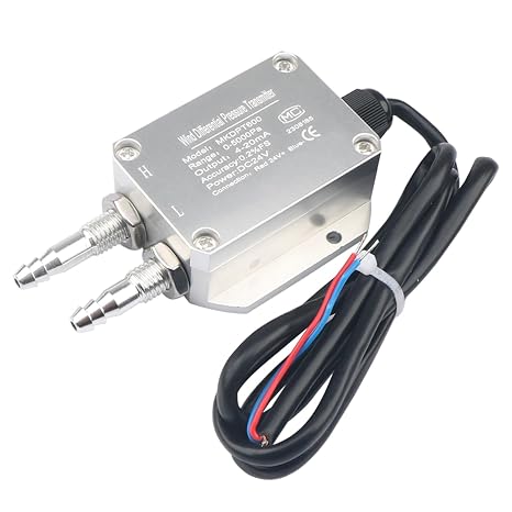 PoBaKra Air Differential Pressure Transmitters Dry Wind Difference Pressure Sensor 4-20mA Difference Pressure Gauges