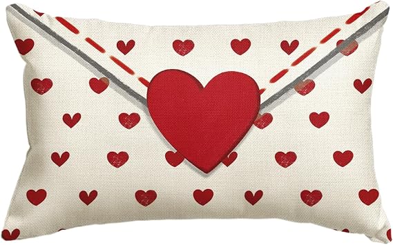 AVOIN colorlife Valentine's Day Envelope 12x20 Inch White Pillow Cover