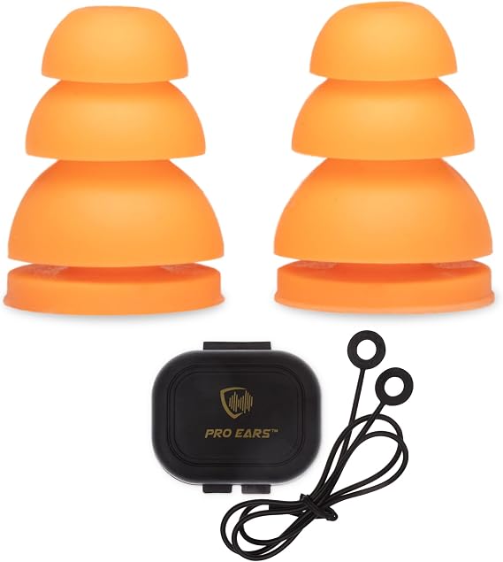 Pro Ears Audiomorphic Earplugs, Shooting Ear Protection, Noise Canceling Earbuds, Hearing Protection, Concert Ear Plugs, Carrying Case Included, Orange (Large)