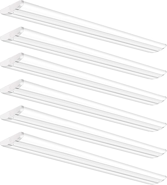 ANTLUX Ultra Slim 4FT LED Wraparound Light, 50W 4 Foot Shop Lights for Garage, No Glare, 5600LM, 6000K, Compact Flush Mount Ceiling Fixtures for Kitchen Workshop, Fluorescent Tube Replacement, 6 Pack