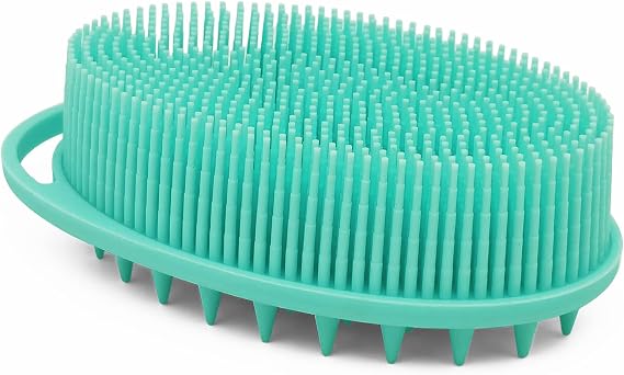 Silicone Body Brush, Exfoliating Body Scrubber, Silicone Body Scrubber Loofah, Silicone Bath Brush, Soft Exfoliating Body Bath Shower Scrubber Brush for Kids and Adults All Kinds of Skin(Green)