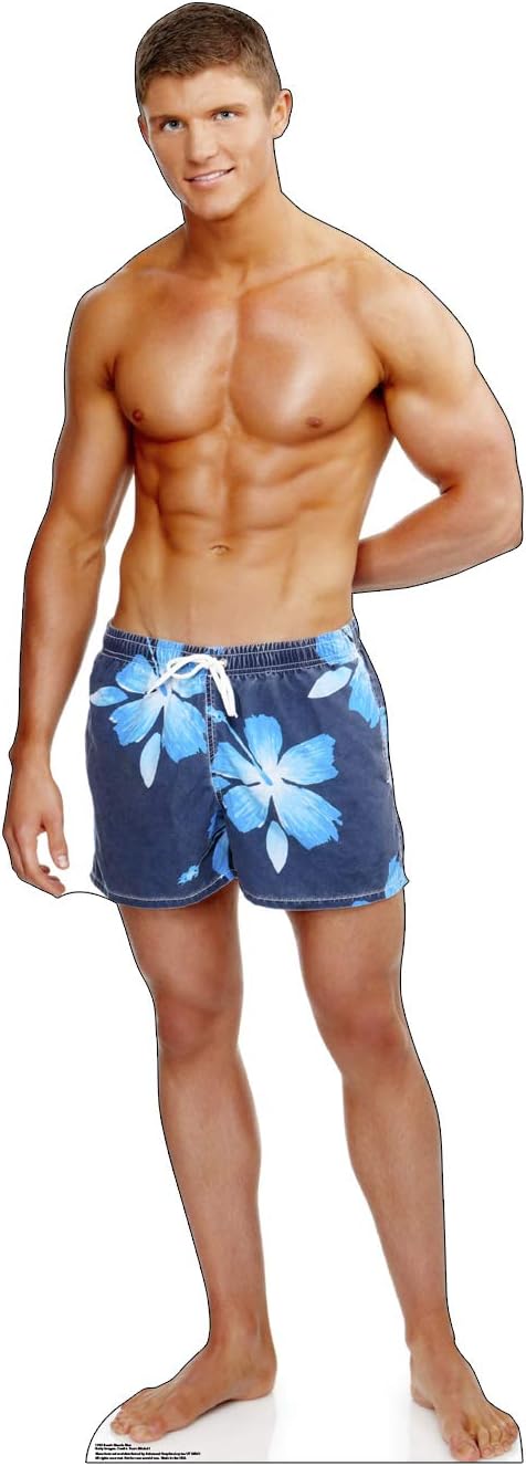 Cardboard People Beach Muscle Man Life Size Cardboard Cutout Standup
