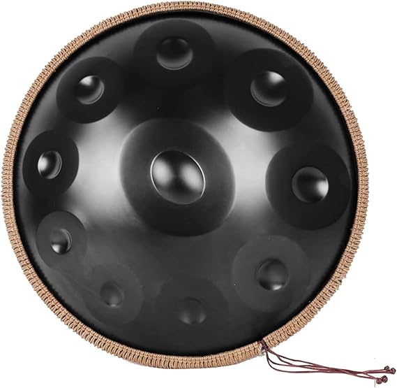 10 Notes Handpan 22inch/56cm D Minor 432HZ/440HZ Handpan Drum Instrument for Professional Performance Handpan Drums for Beginner Instrument Gift(Black,432HZ)
