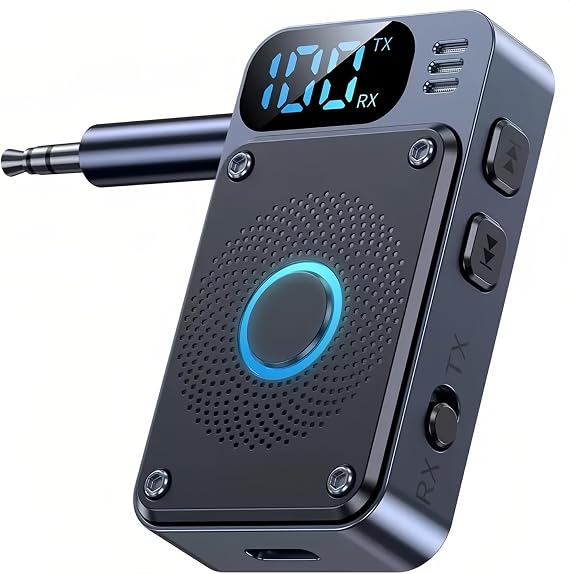 Bluetooth 5.4 Transmitter & Receiver, 2-in-1 Bluetooth Transmitter & Receiver, Small, Wireless, 0.1 inch 3.5 mm Aux Audio Transmitter/Receiver, Low Latency, Hands-Free Calling, Navigation