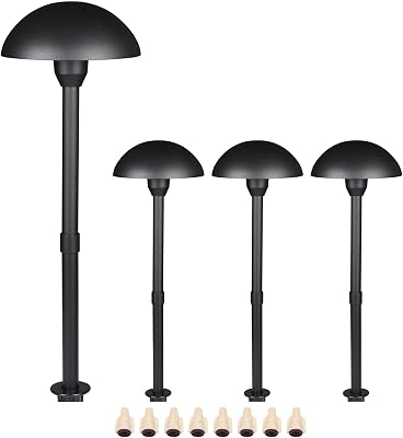 Lumina Lighting Low Voltage Landscape Lighting Cast-Aluminum Path and Area Light Warm White 3W G4 LED Bulb and ABS Ground Stake Included for Yard Walkway Lawn PAL0107-BKLED4 Black,4-Pack