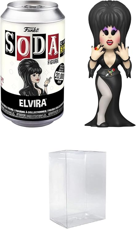 Funko Vinyl Soda: Elvira: Mistress of The Dark - Elvira Entertainment Earth Exclusive Bundled with a Byron's Attic Soda Protector