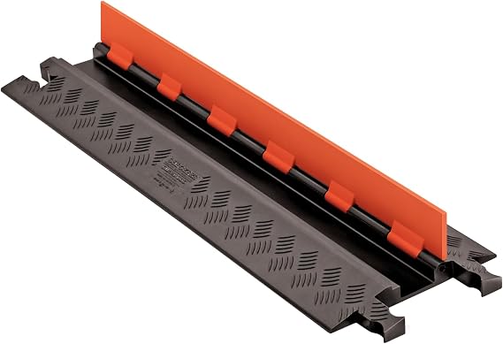 Checkers 1 Channel Low Profile Drive Over Cable Protector, Heavy Duty Loads up to 26,000 Pounds, Polyurethane Construction, Improved Traction and Stability, Black/Orange, GD1X75-ST-O/B